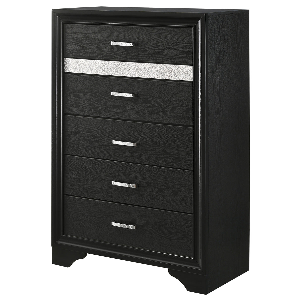 Miranda 5-Drawer Chest Black And Rhinestone