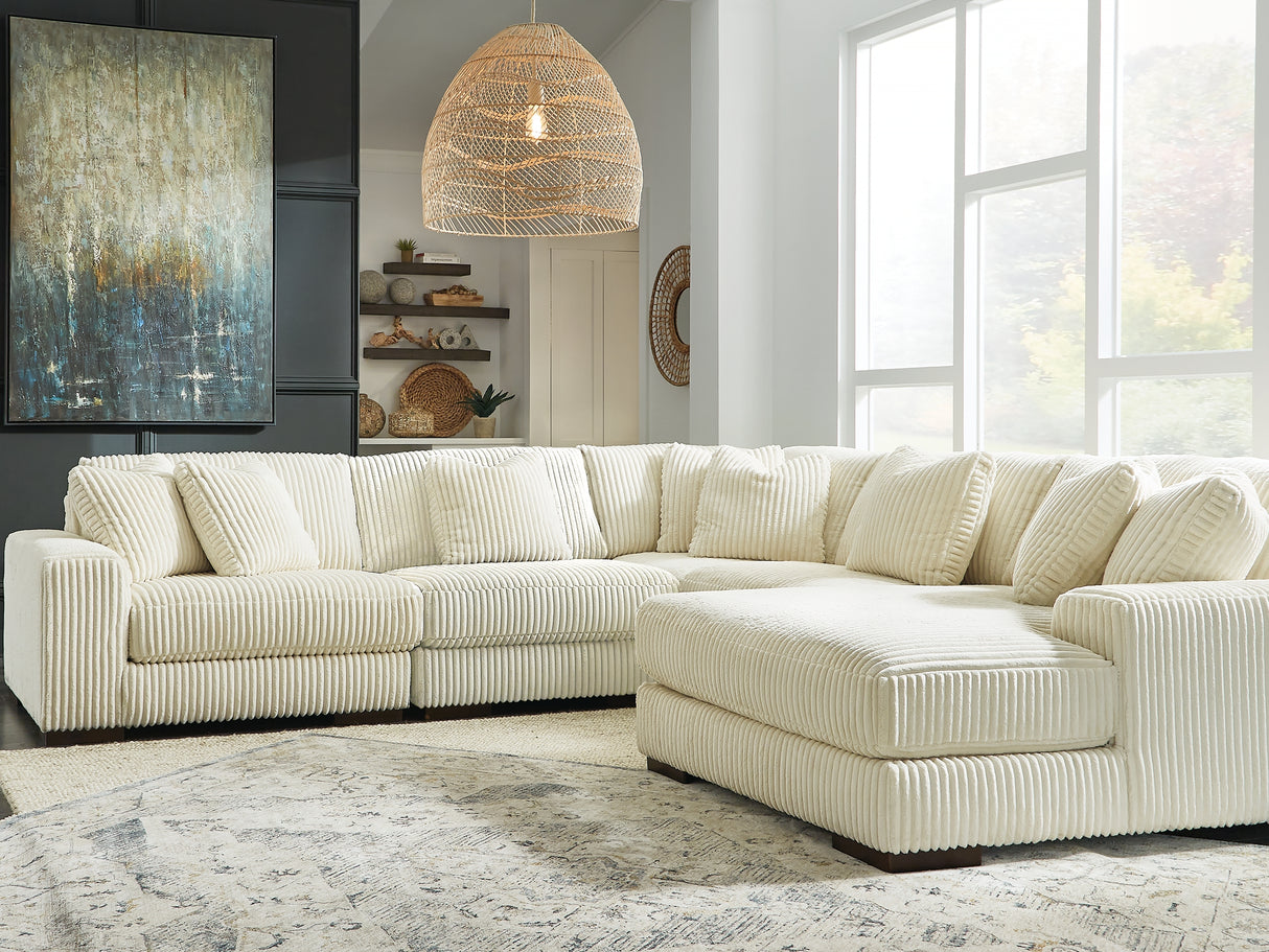 Lindyn Ivory 5-Piece Right-Arm Facing Sectional With Chaise