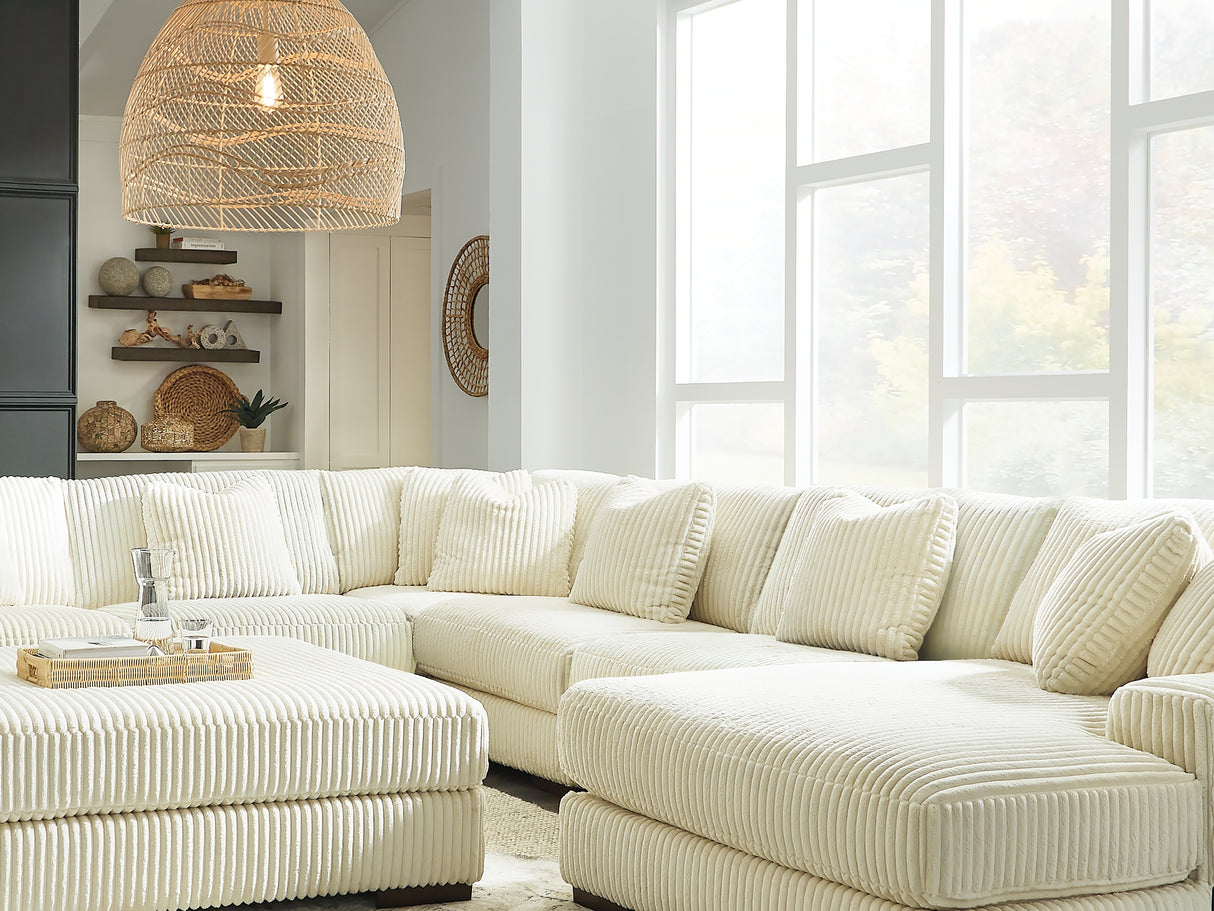 Lindyn Ivory 6-Piece Right-Arm Facing Sectional With Chaise And Ottoman