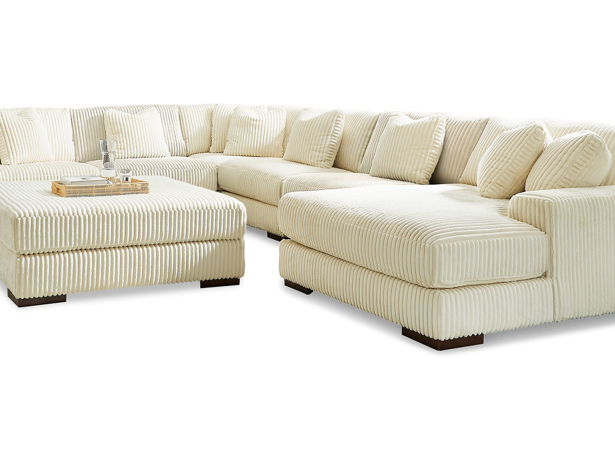 Lindyn Ivory 6-Piece Right-Arm Facing Sectional With Chaise And Ottoman