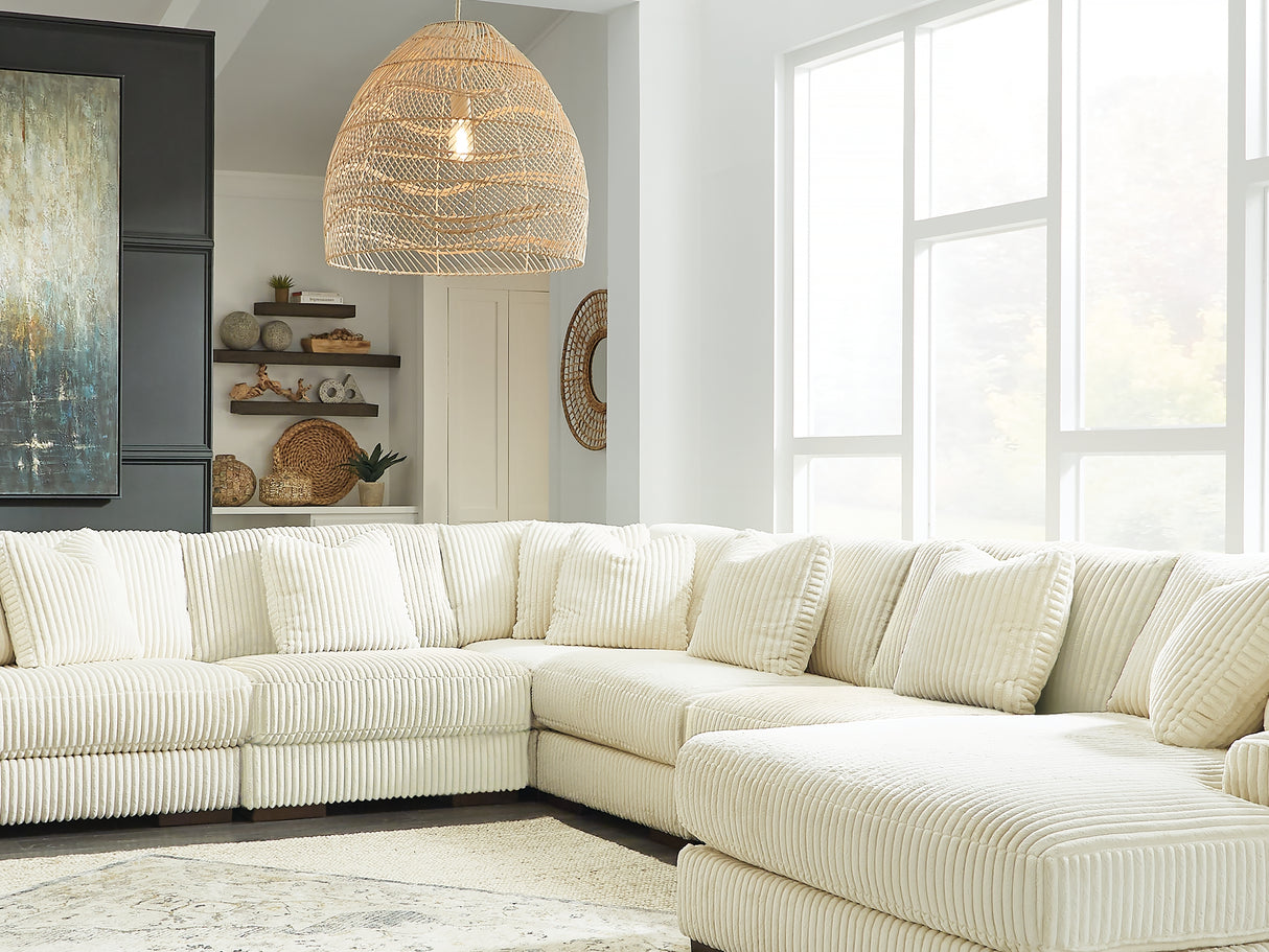 Lindyn Ivory 6-Piece Right-Arm Facing Sectional With Chaise And Ottoman