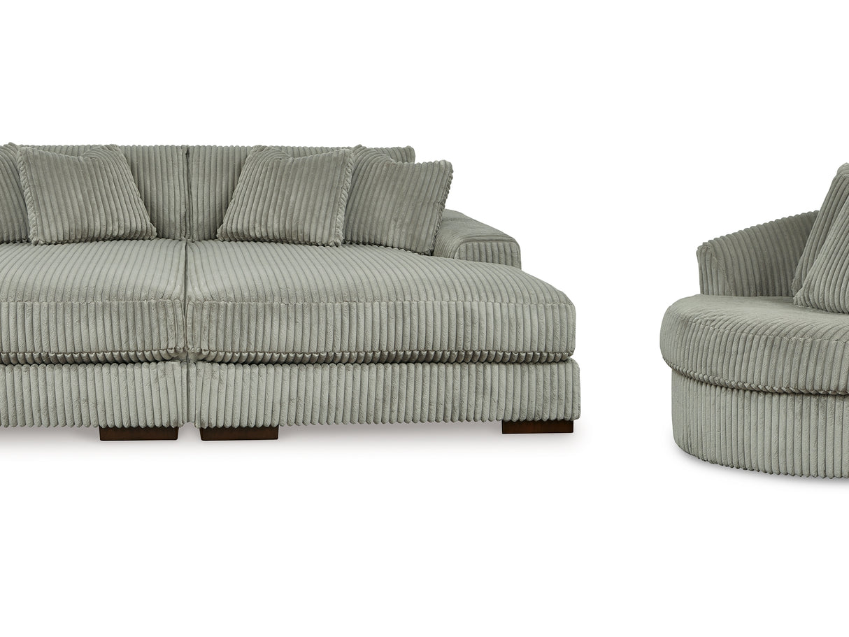 Lindyn Fog Super Double Facing Chaise With Oversized Swivel Chair