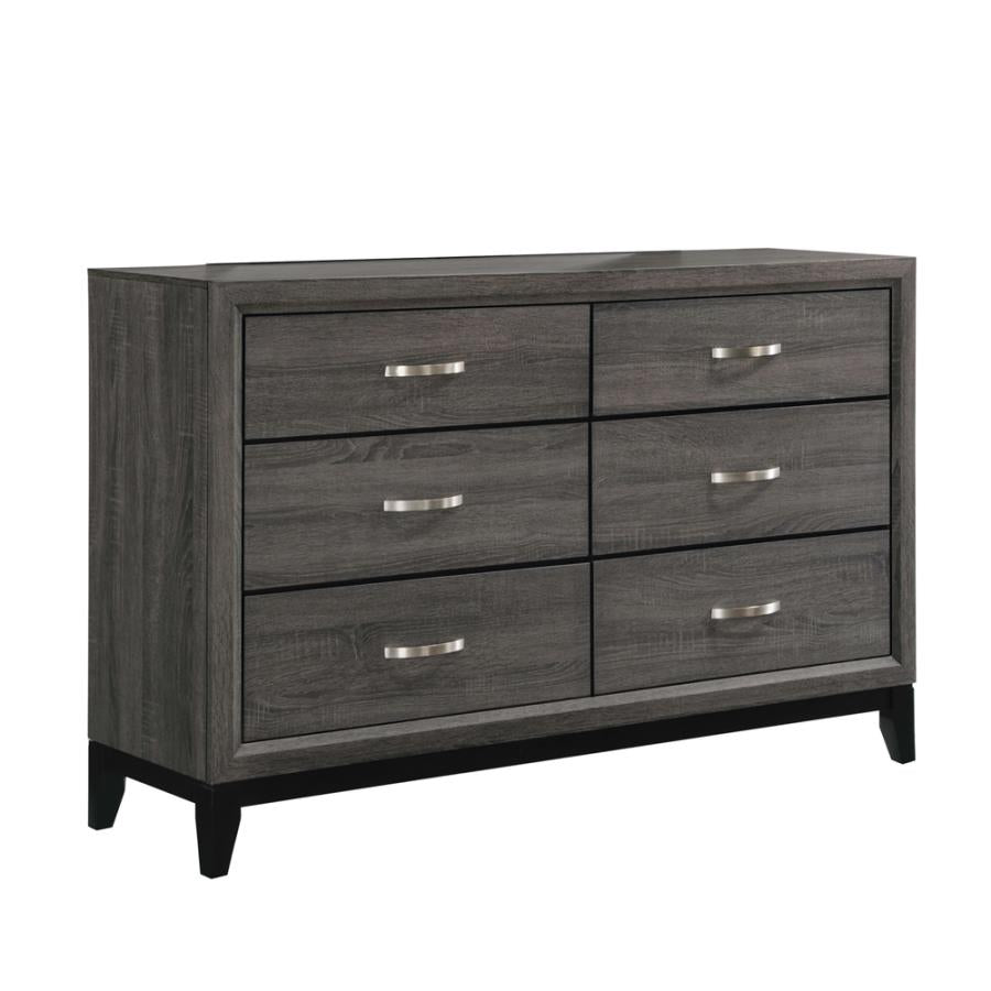 Watson 6-Drawer Dresser Grey Oak And Black