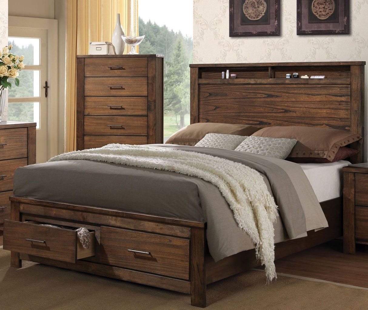 Merrilee Oak Panel Storage Bedroom Set