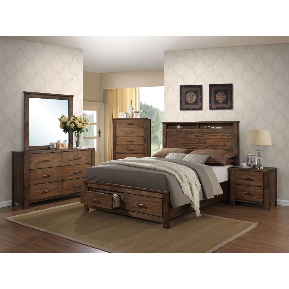 Merrilee Oak Finish Queen Bed