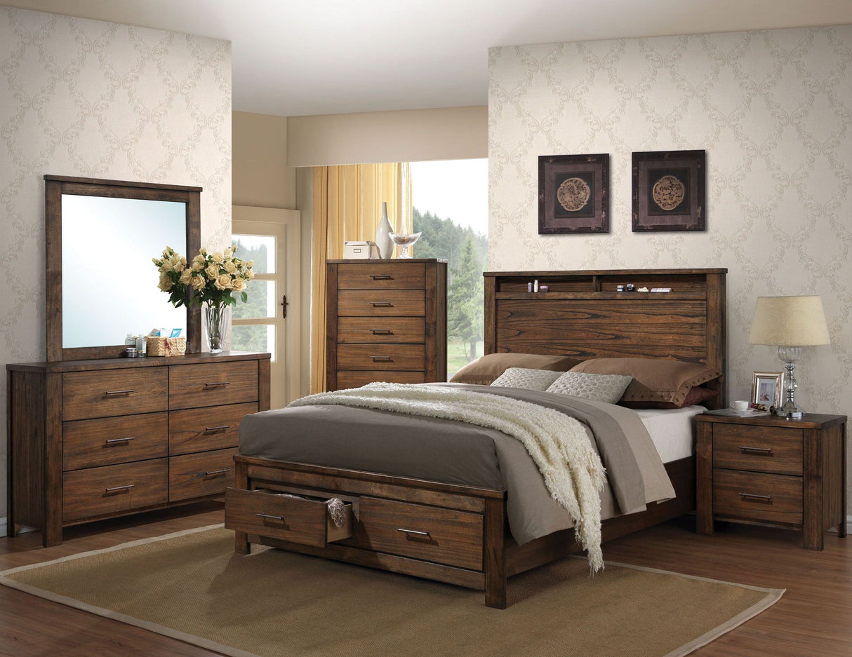 Merrilee Oak Panel Storage Bedroom Set