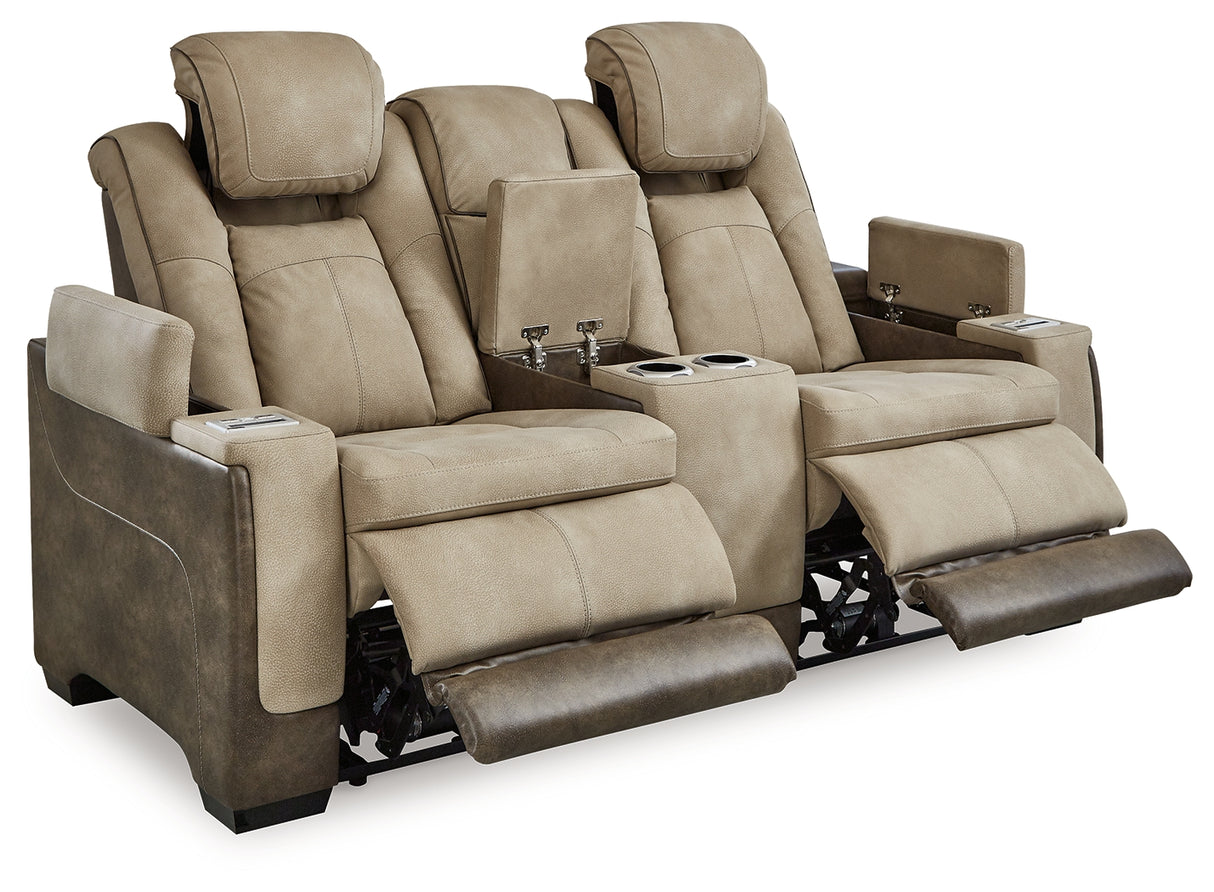 Next-Gen Sand Durapella Power Reclining Loveseat With Console