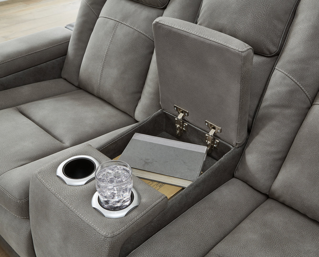 Next-Gen Slate Durapella Power Reclining Loveseat With Console