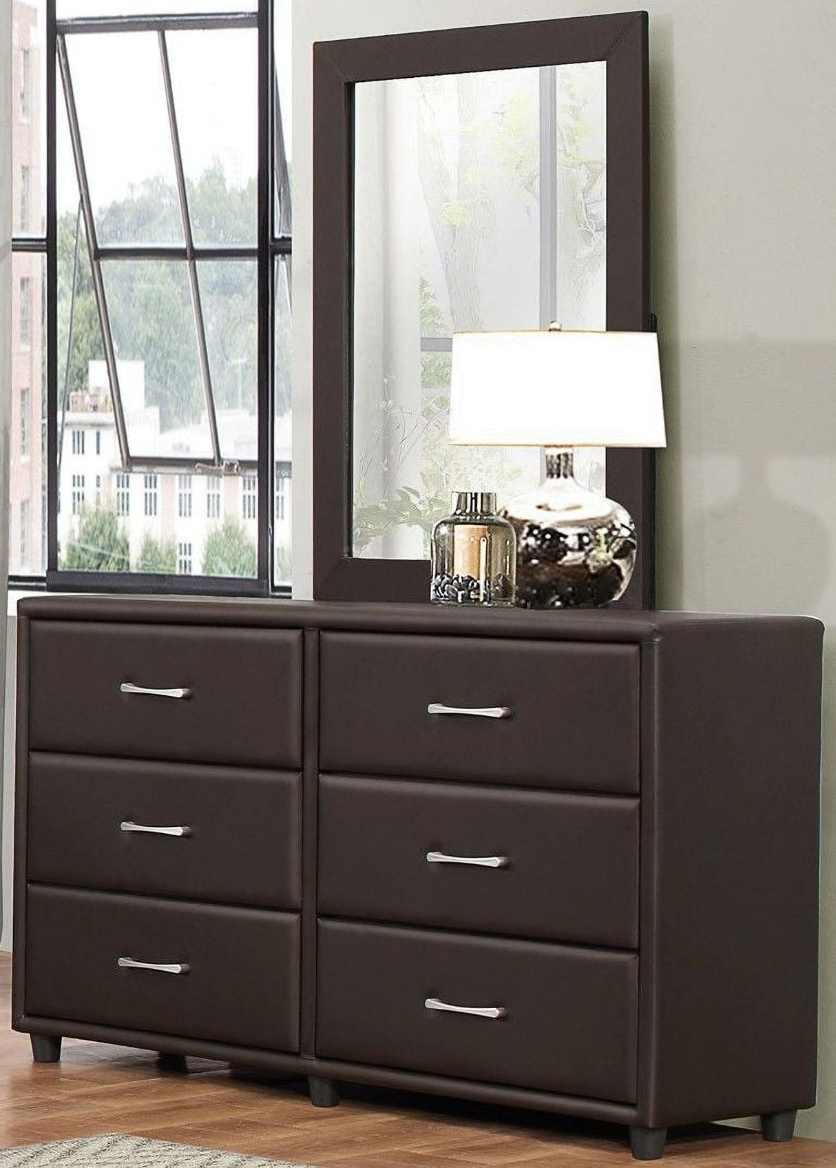 Lorenzi Dark Brown Upholstered Platform Bedroom Set