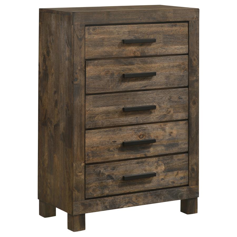 Woodmont 5-Drawer Chest Rustic Golden Brown