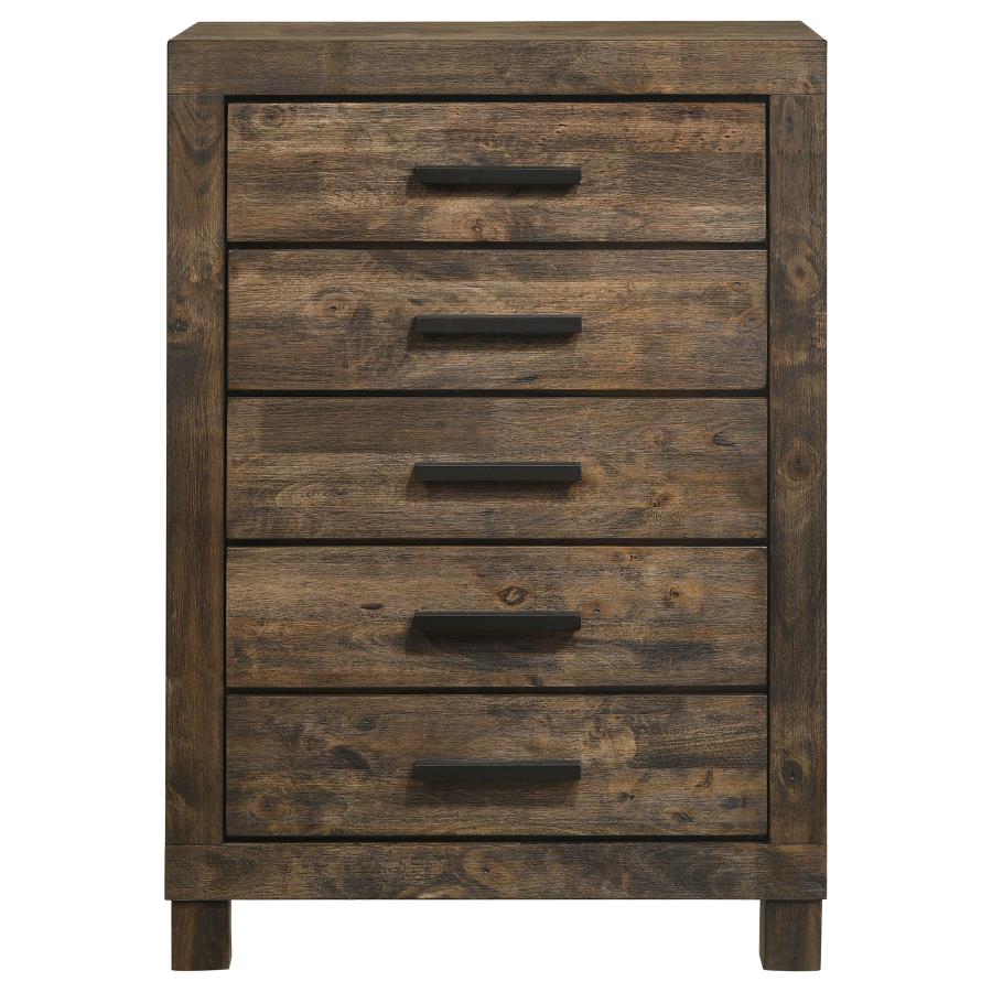 Woodmont 5-Drawer Chest Rustic Golden Brown