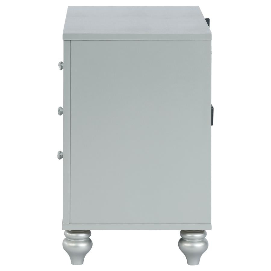 Gunnison 2-Drawer Nightstand Silver Metallic