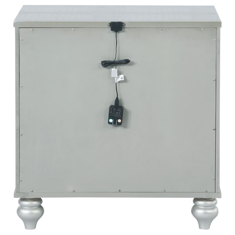 Gunnison 2-Drawer Nightstand Silver Metallic