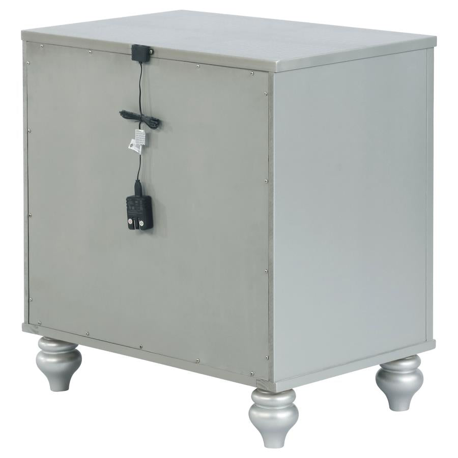 Gunnison 2-Drawer Nightstand Silver Metallic