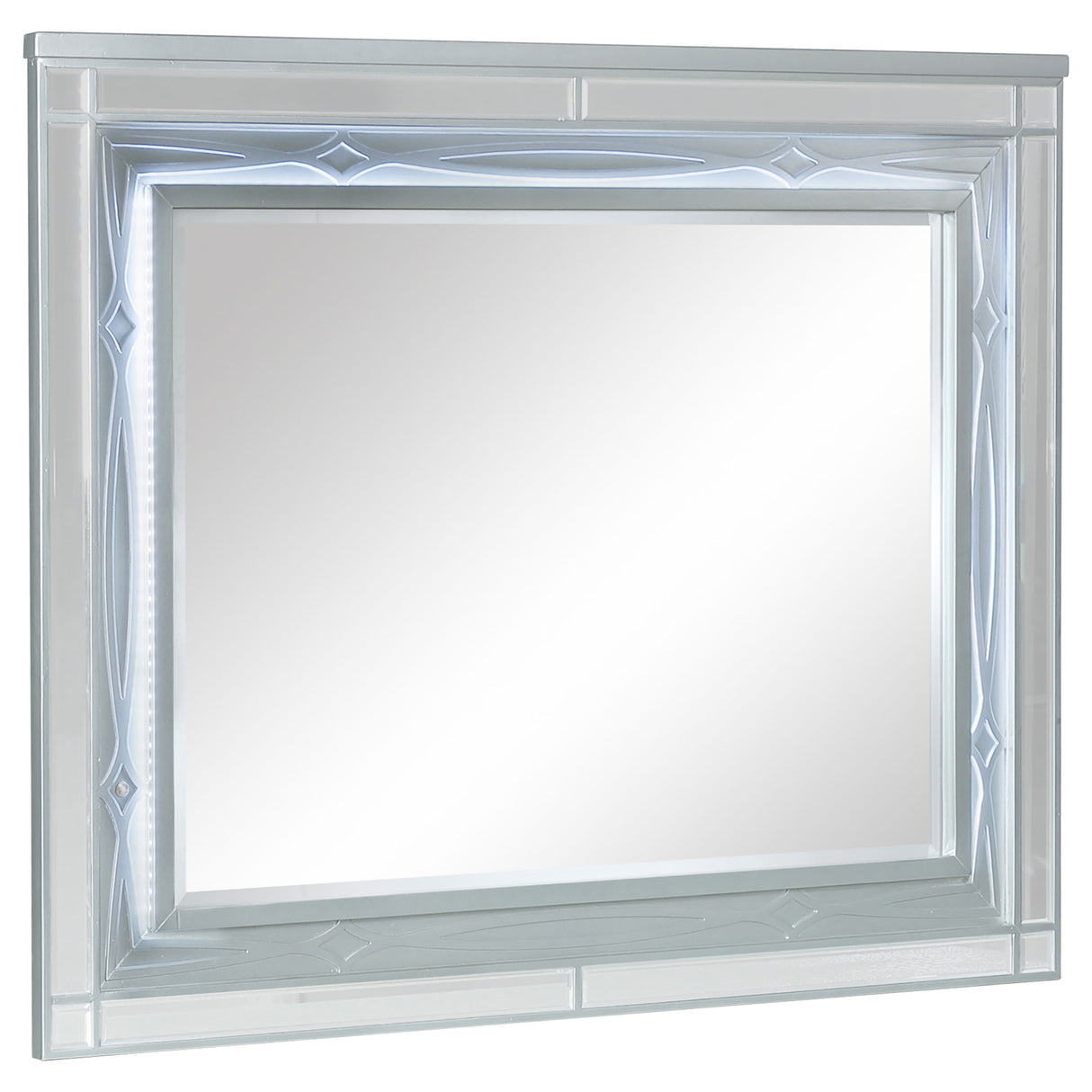 Gunnison Dresser Mirror With Led Lighting Silver Metallic