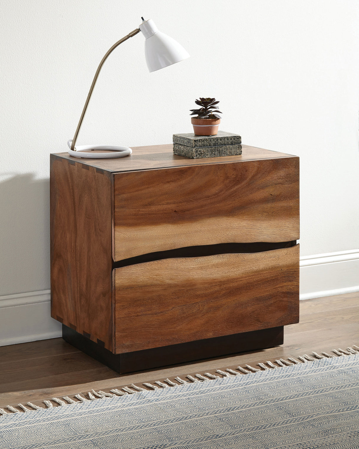 Winslow 2-Drawer Nightstand Smokey Walnut And Coffee Bean