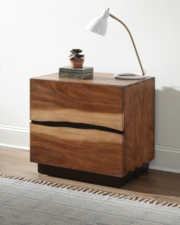 Winslow 2-Drawer Nightstand Smokey Walnut And Coffee Bean