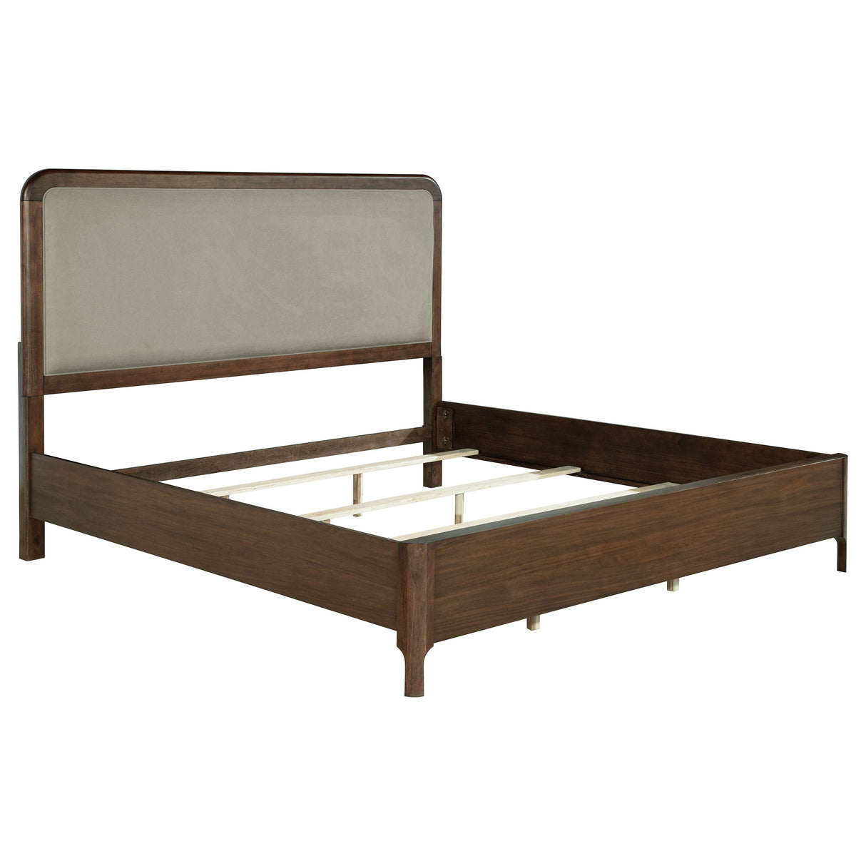 Maderia Walnut 57-Inch Upholstered Eastern King Panel Bed