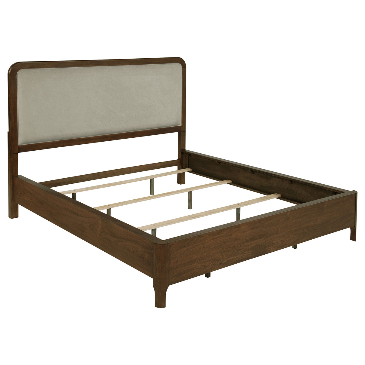 Maderia Walnut 57-Inch Upholstered California King Panel Bed