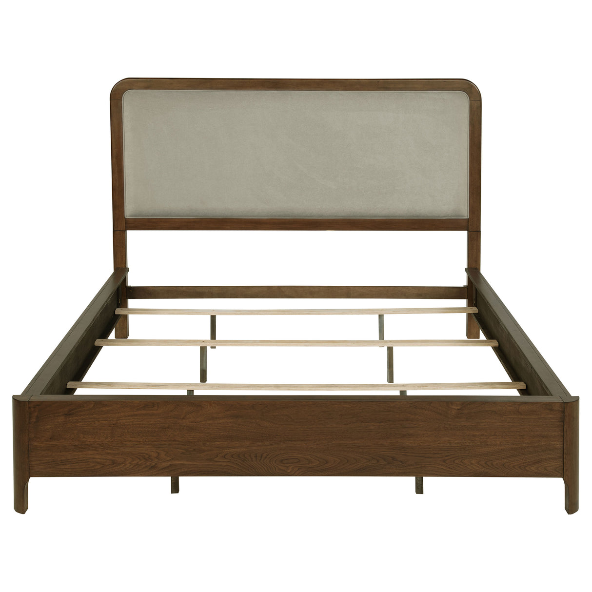 Maderia Walnut 57-Inch Upholstered California King Panel Bed