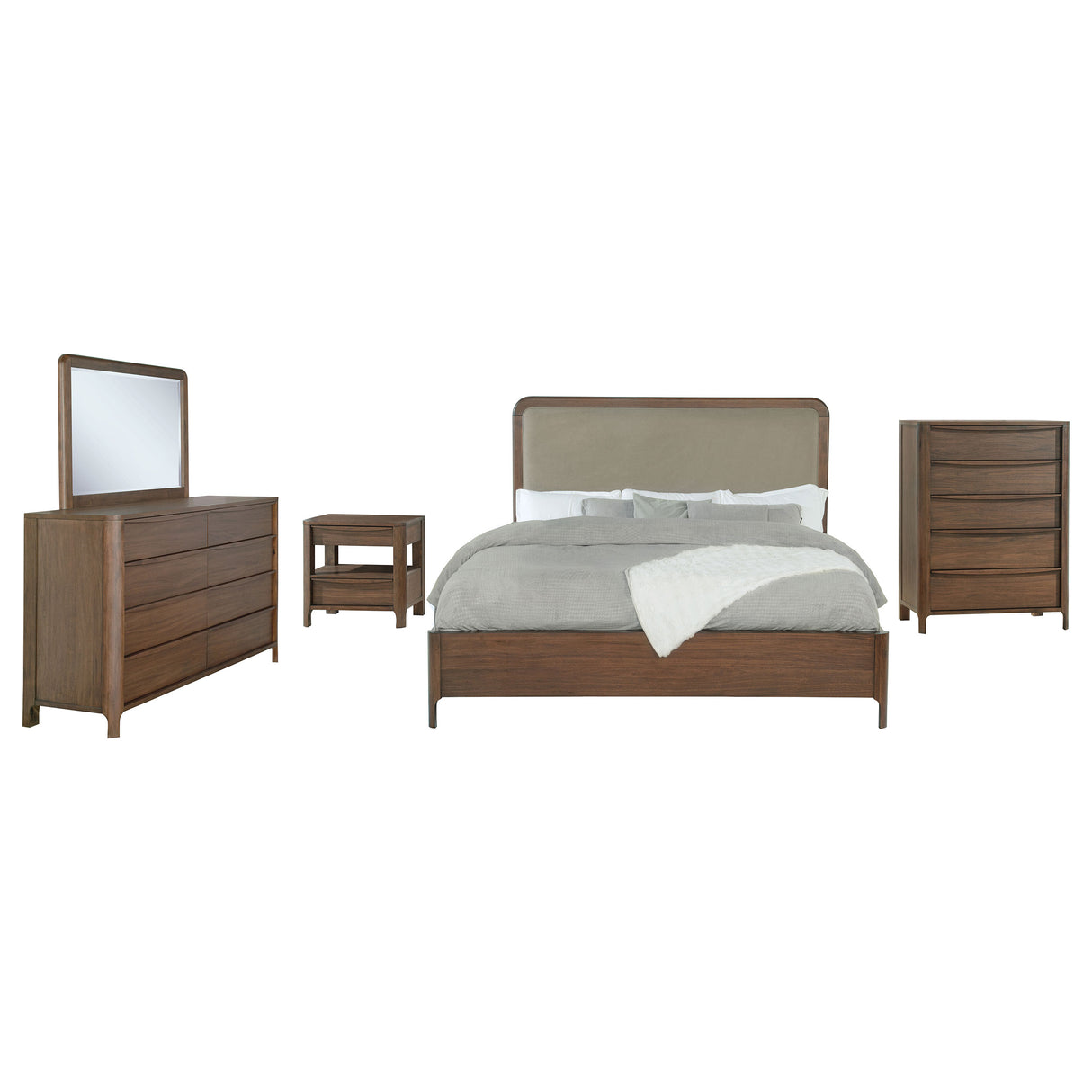 Maderia Walnut 5-Piece Queen Bedroom Set