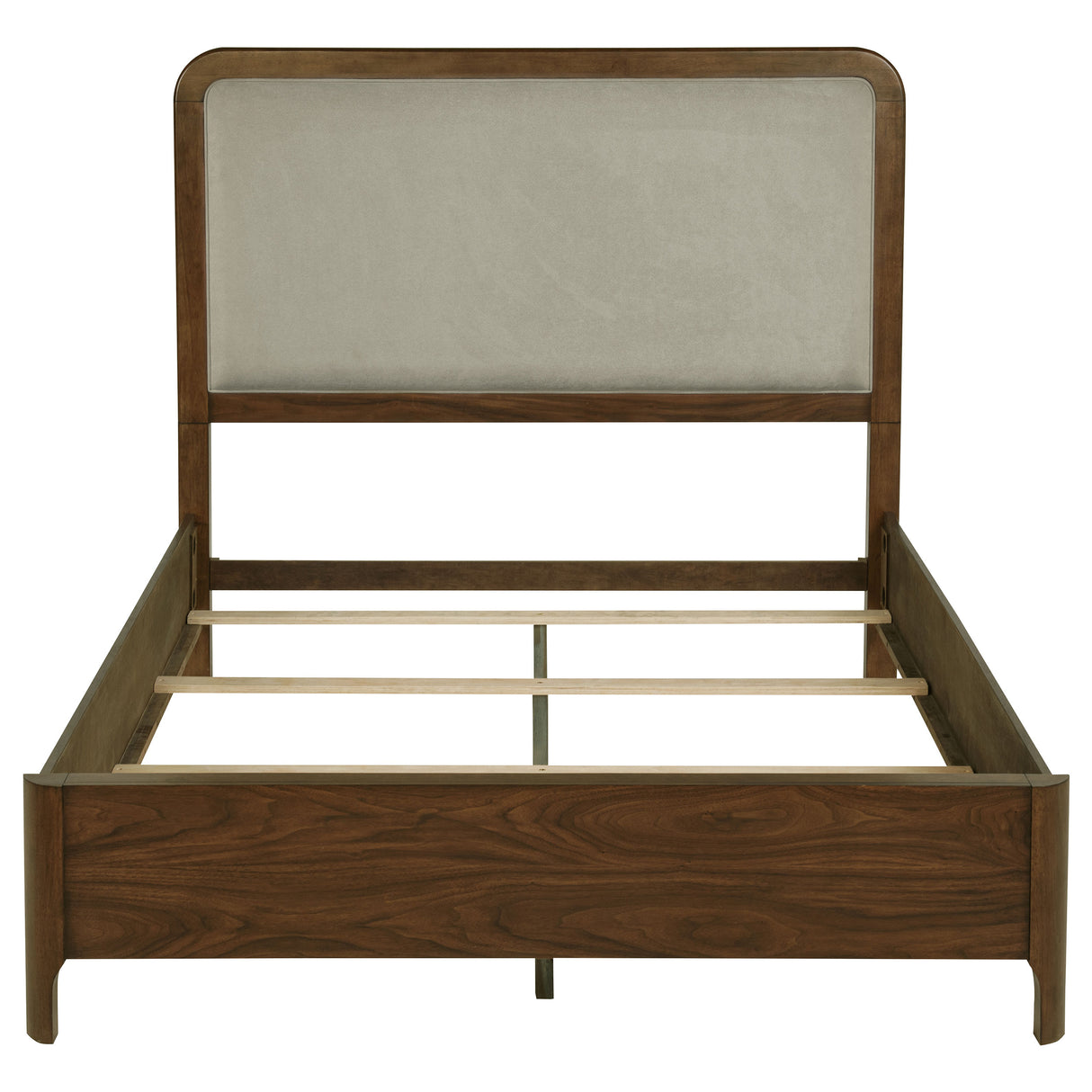 Maderia Walnut 57-Inch Upholstered Queen Panel Bed