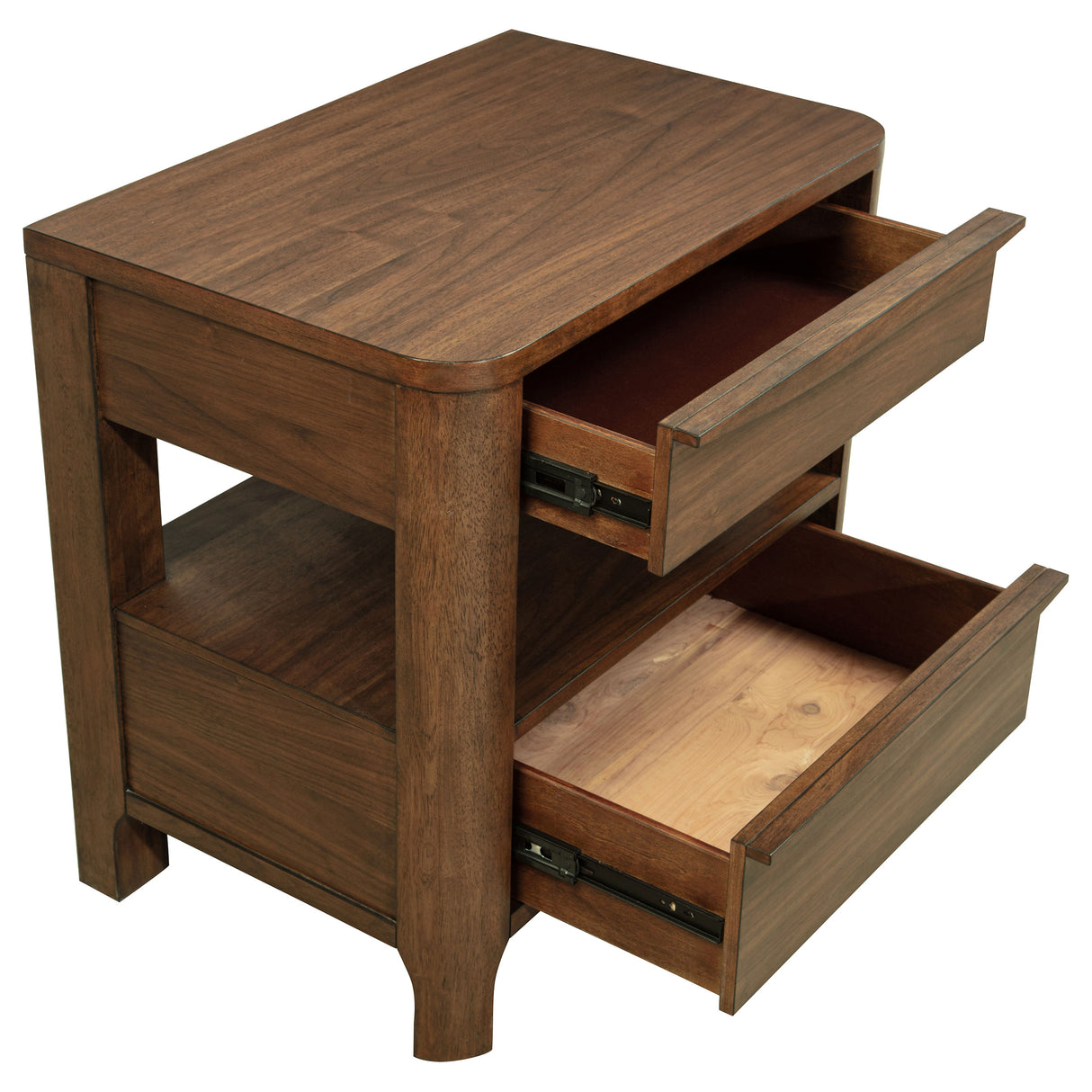 Maderia Walnut 2-Drawer Nightstand Bedside Table