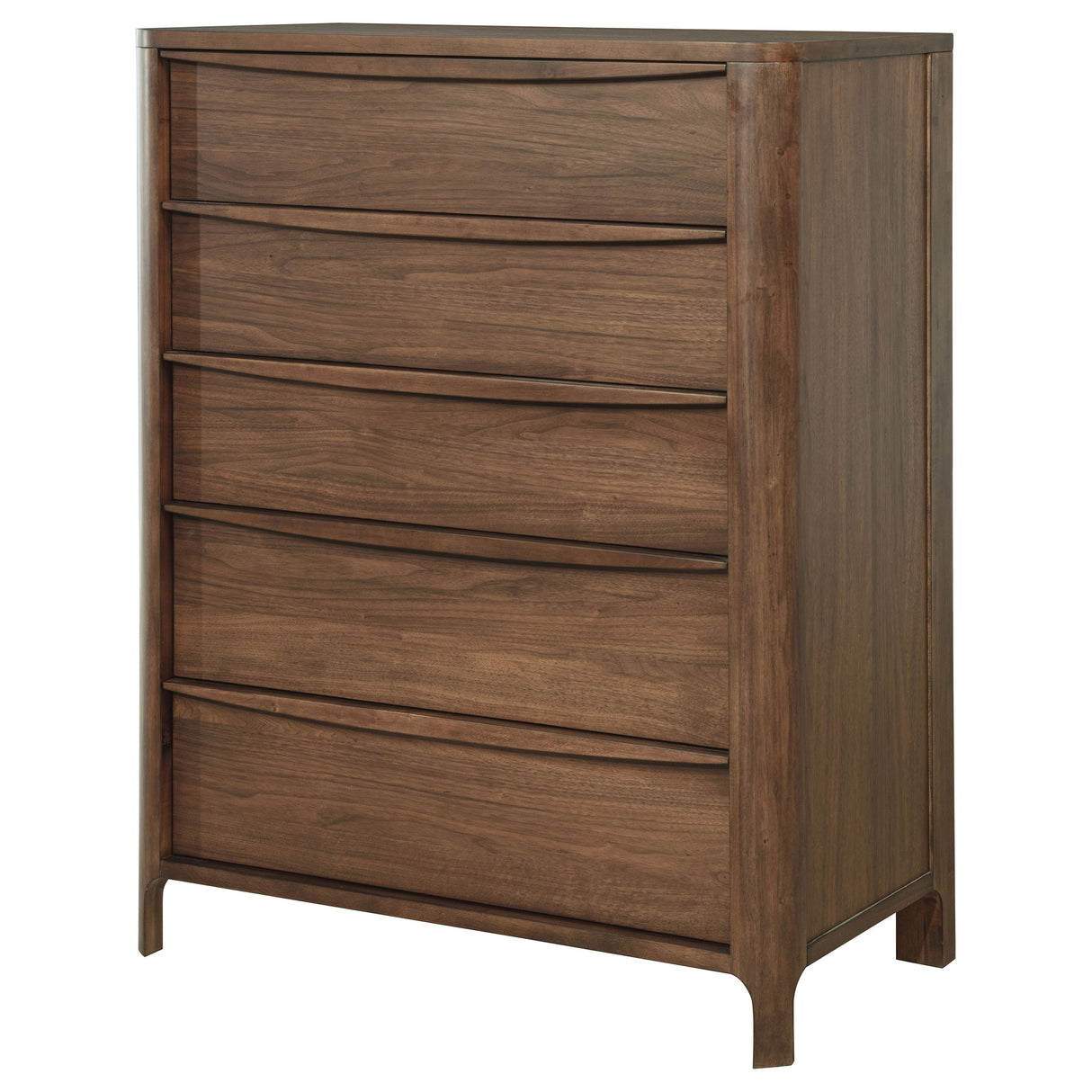 Maderia Walnut 5-Drawer Chest Of Drawers