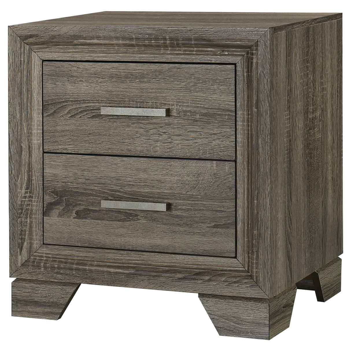 Wright Brown Oak 2-Drawer Nightstand Bedside Table