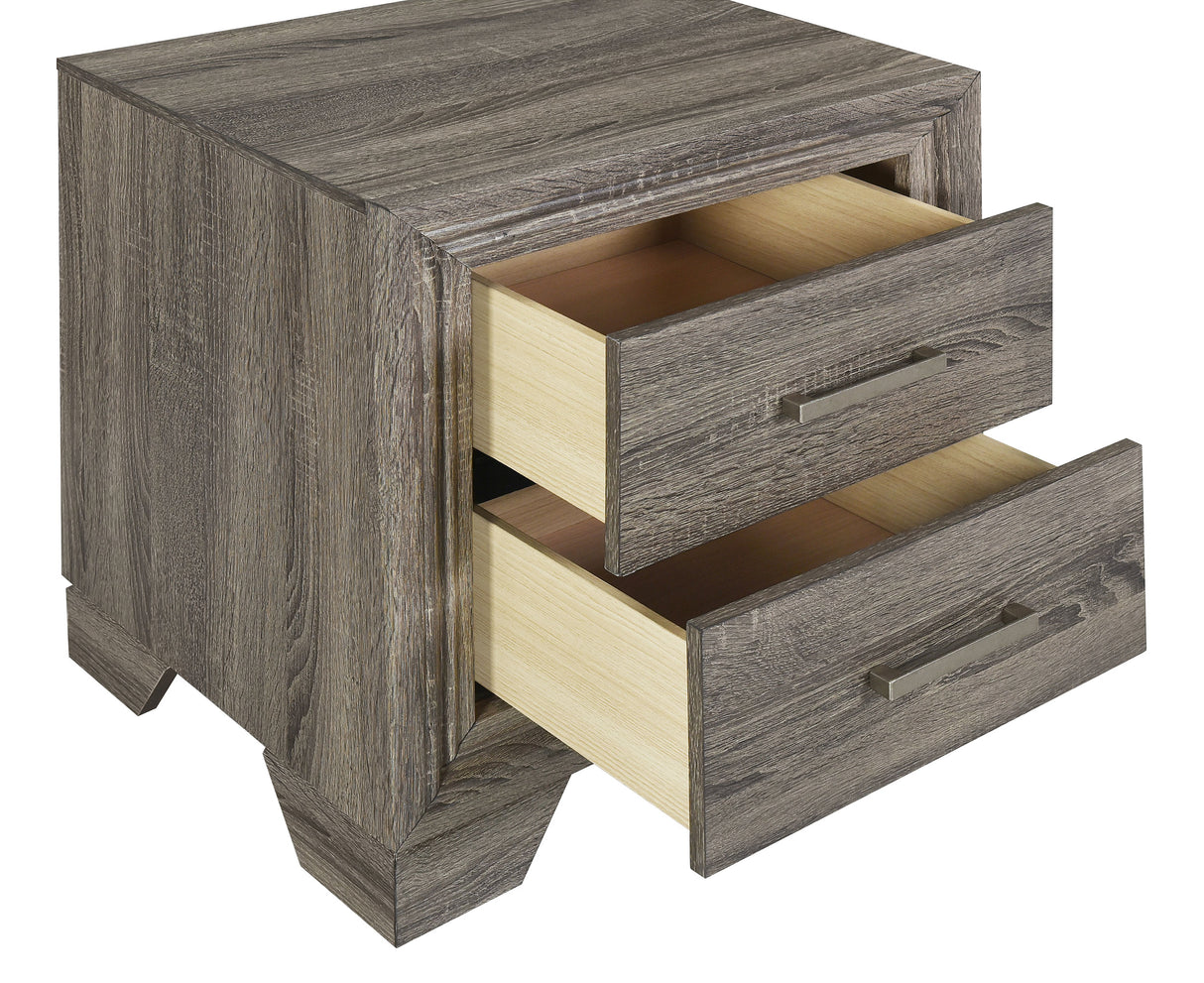Wright Brown Oak 2-Drawer Nightstand Bedside Table