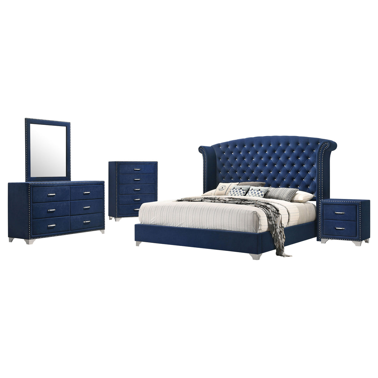 Melody Pacific Blue 5-Piece Eastern King Bedroom Set