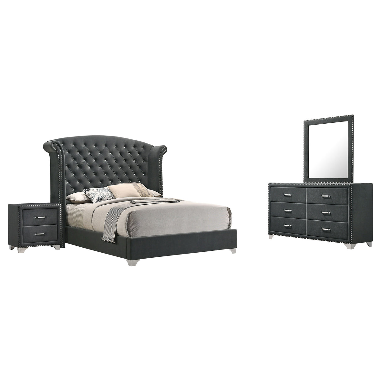Melody Grey 4-Piece Eastern King Bedroom Set