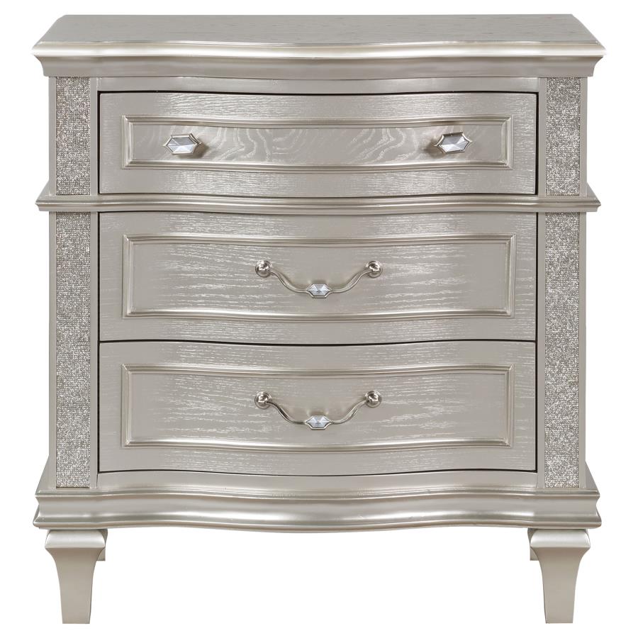 Evangeline 3-Drawer Nightstand Silver Oak