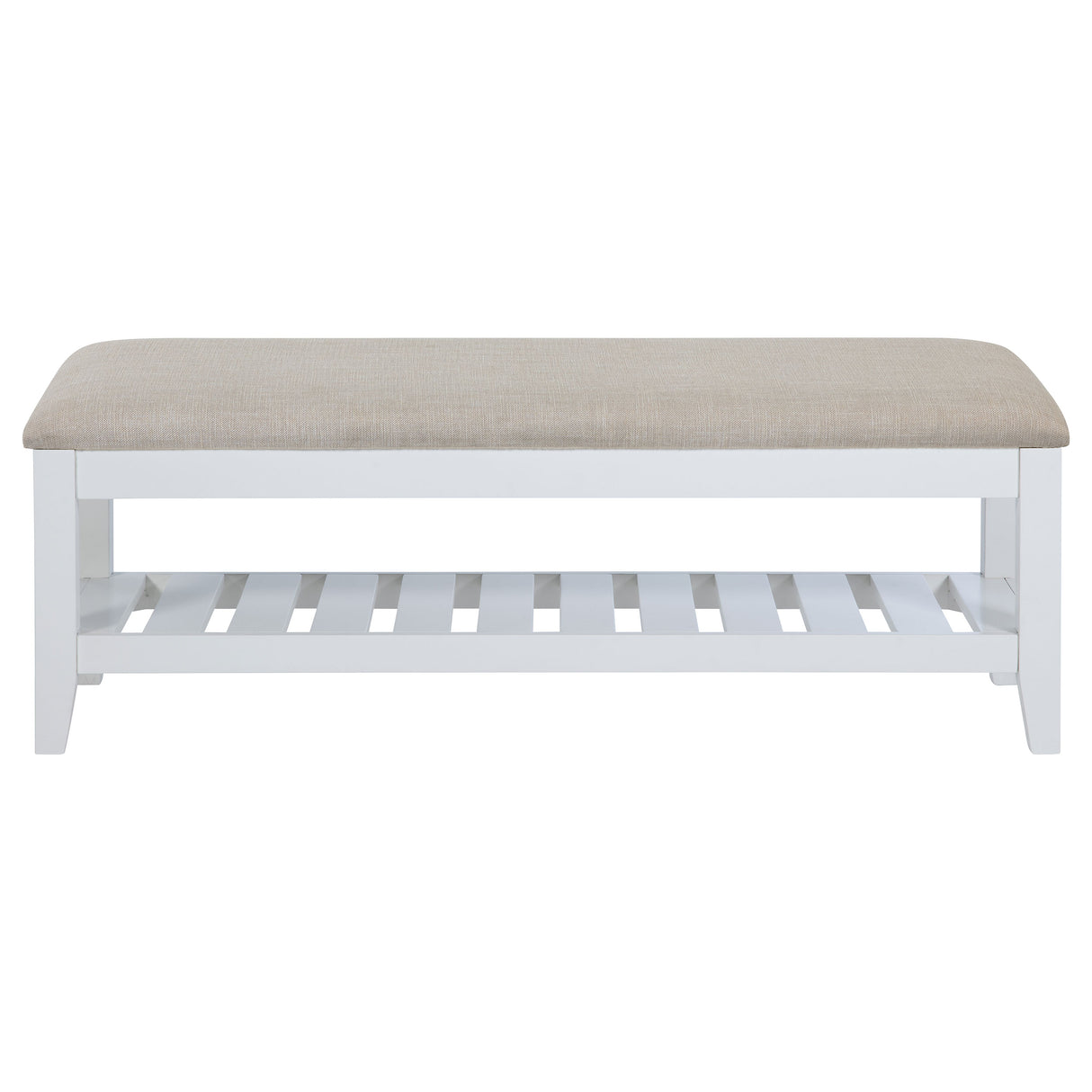 Bexhill White Upholstered Rectangular Bench With Shelf
