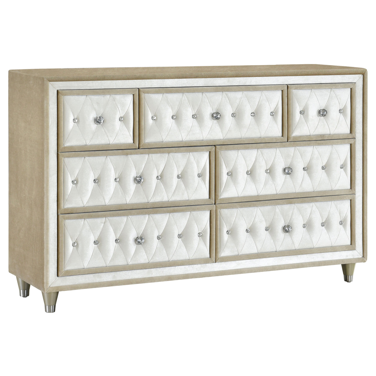 Antonella 7-Drawer Upholstered Dresser Ivory And Camel