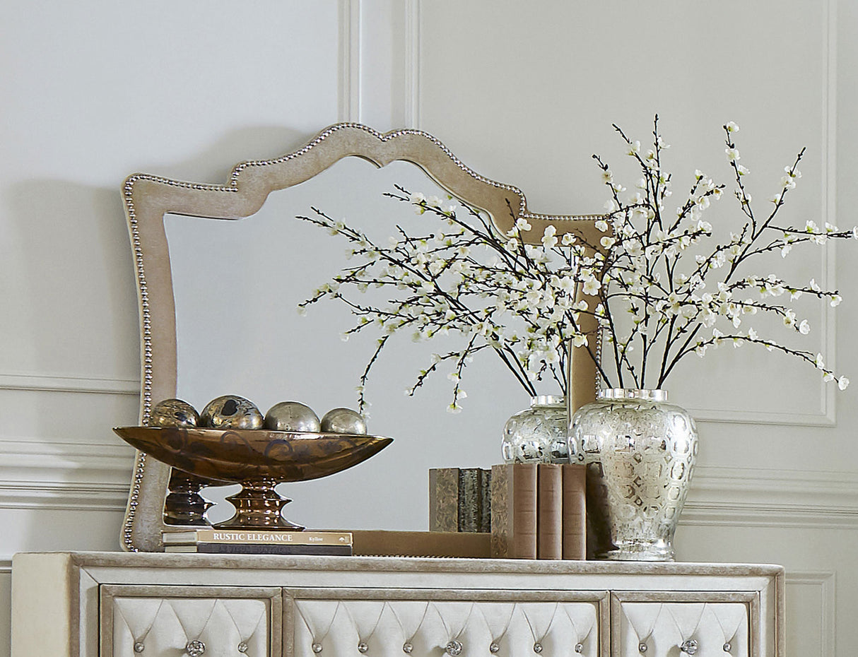Antonella Mirror With Nailhead Trim Camel