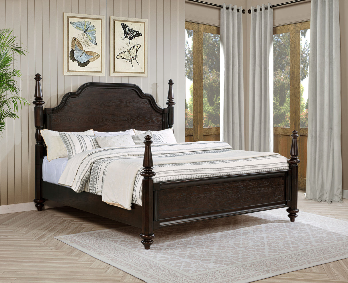 Andover Dark Oak 63-Inch Four Poster Eastern King Bed