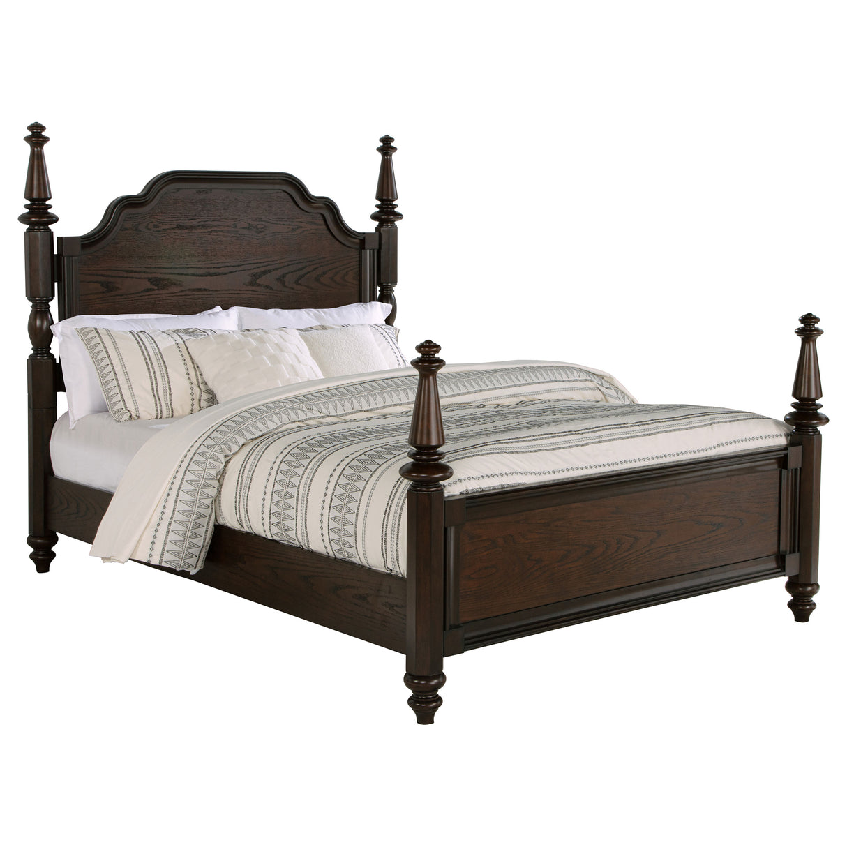 Andover Dark Oak 63-Inch Four Poster Queen Bed