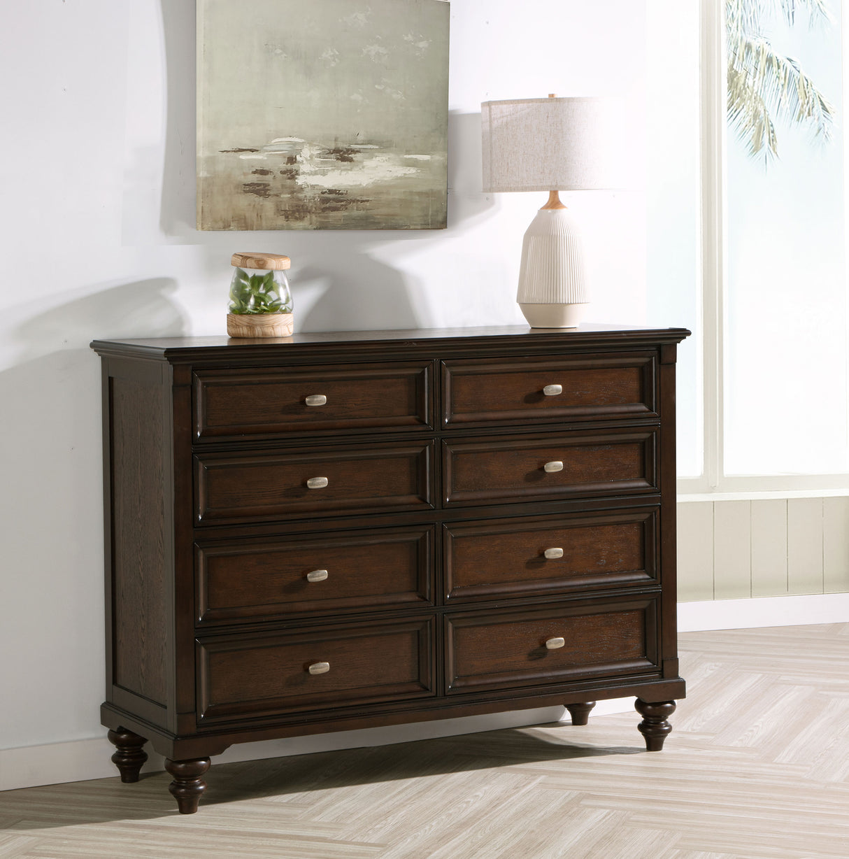 Andover Dark Oak 8-Drawer Dresser Cabinet