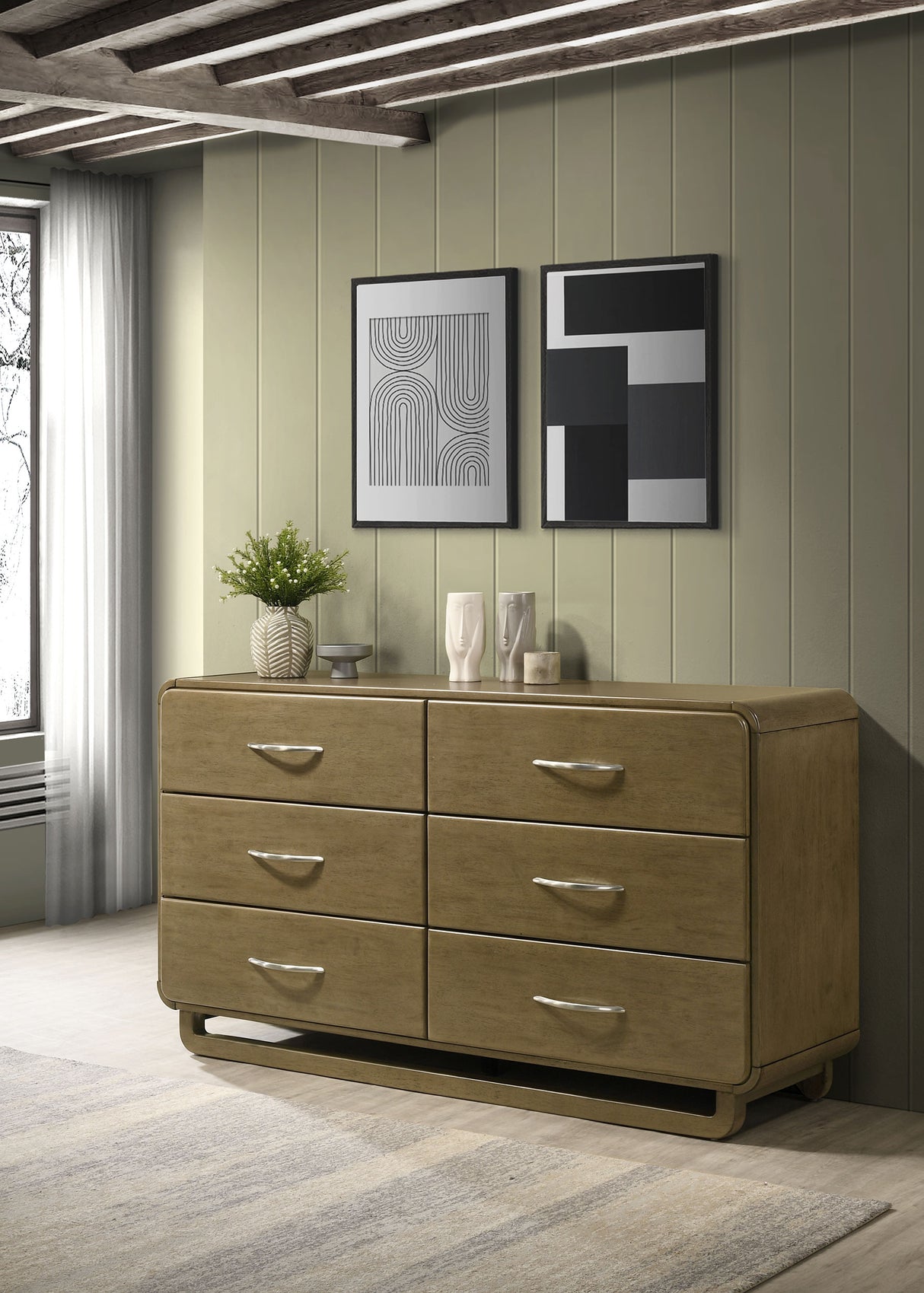 Amsbury Nutmeg 6-Drawer Dresser Cabinet