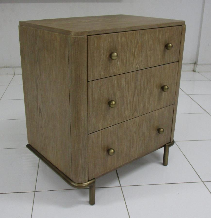 Arini 3-Drawer Nightstand With Dual Usb Ports Sand Wash