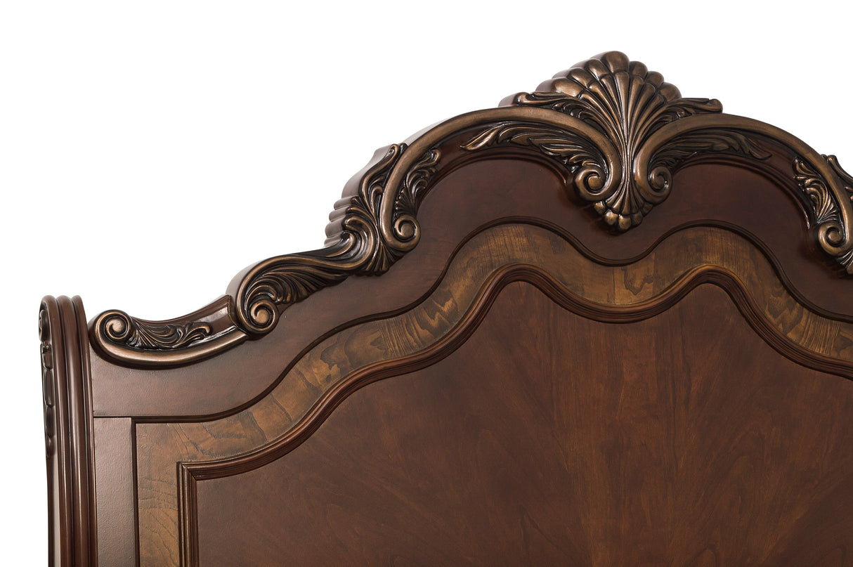 Park Cherry With Gold Tipping Queen Sleigh Bed