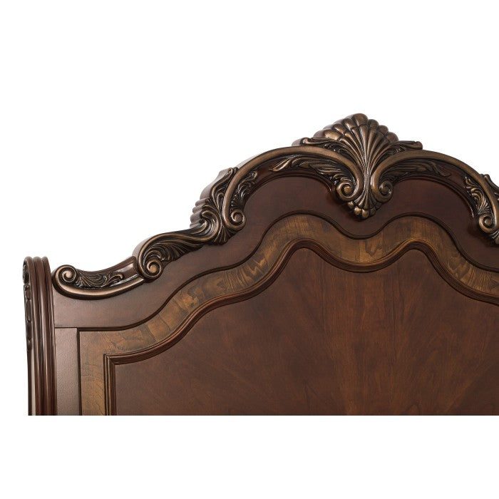 Park Cherry With Gold Tipping Eastern King Sleigh Bed