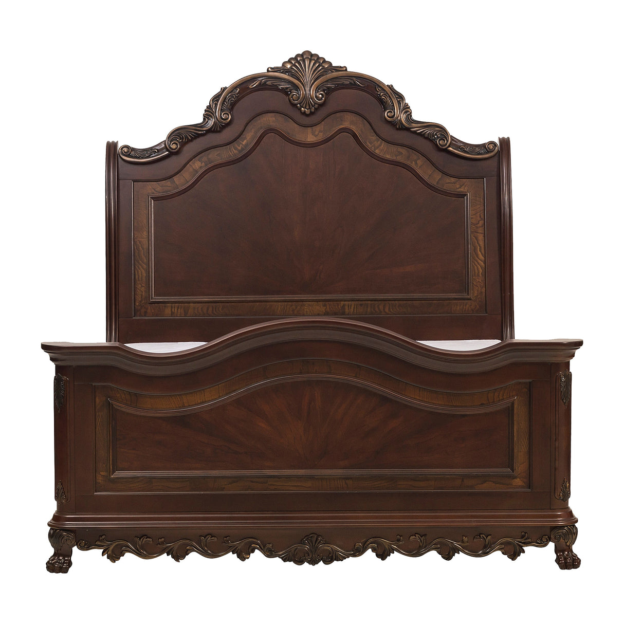 Park Cherry With Gold Tipping Queen Sleigh Bed