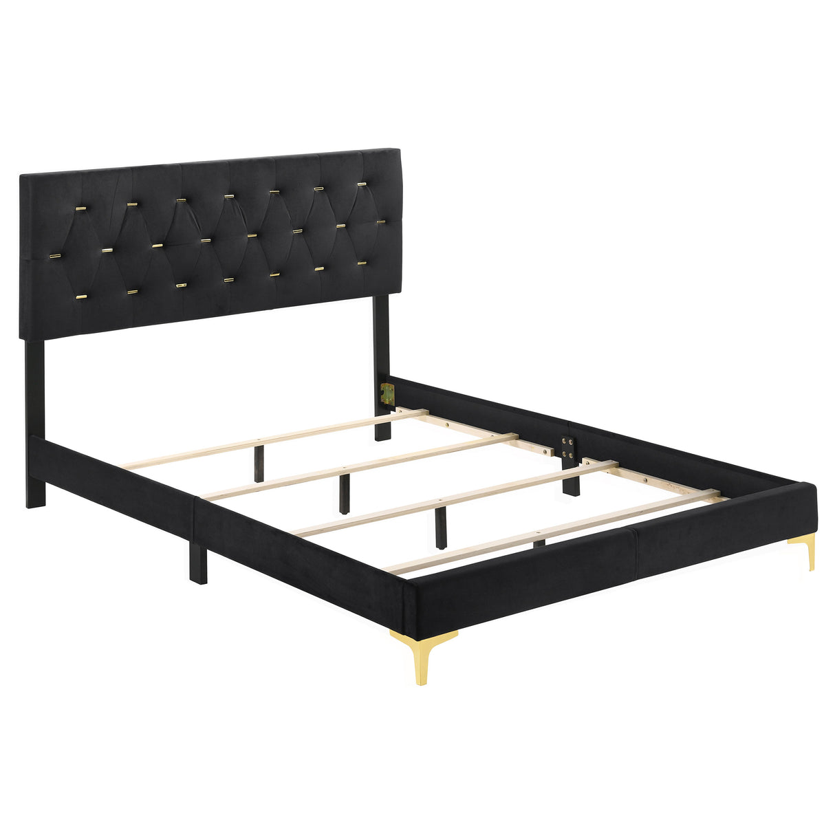 Kendall Tufted Panel Eastern King Bed Black And Gold