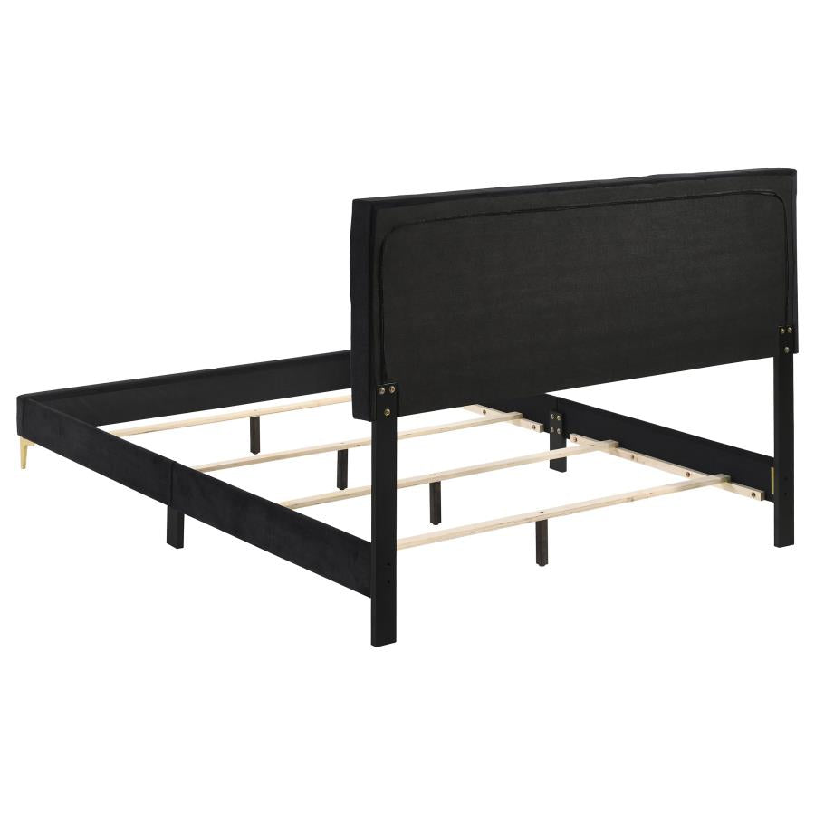 Kendall Tufted Panel Eastern King Bed Black And Gold