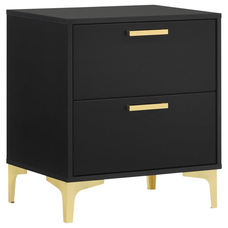 Kendall 2-Drawer Nightstand Black And Gold