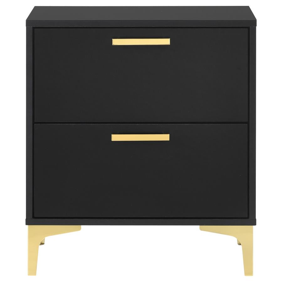 Kendall 2-Drawer Nightstand Black And Gold