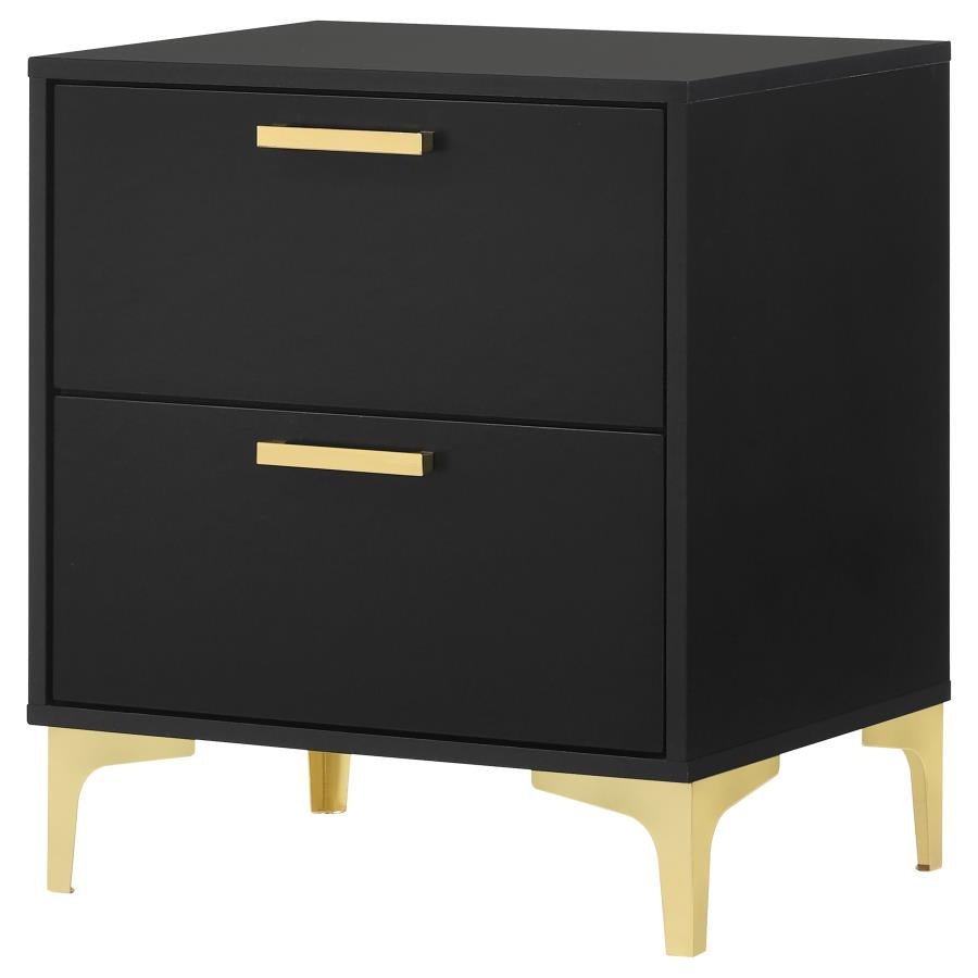 Kendall 2-Drawer Nightstand Black And Gold