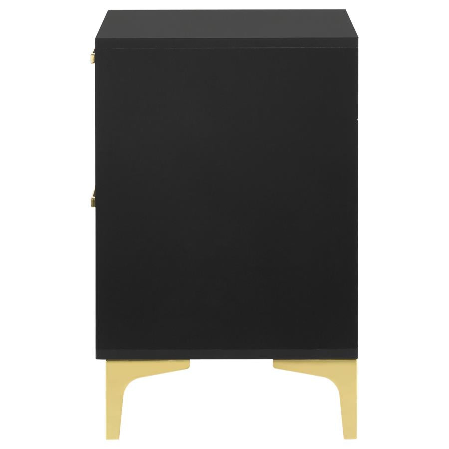 Kendall 2-Drawer Nightstand Black And Gold